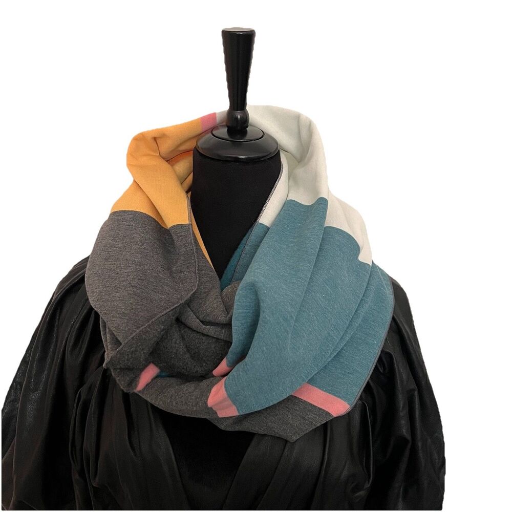 Matilda Jane Women’s Infinity Scarf Fleece Lined Color Block Snap Closure